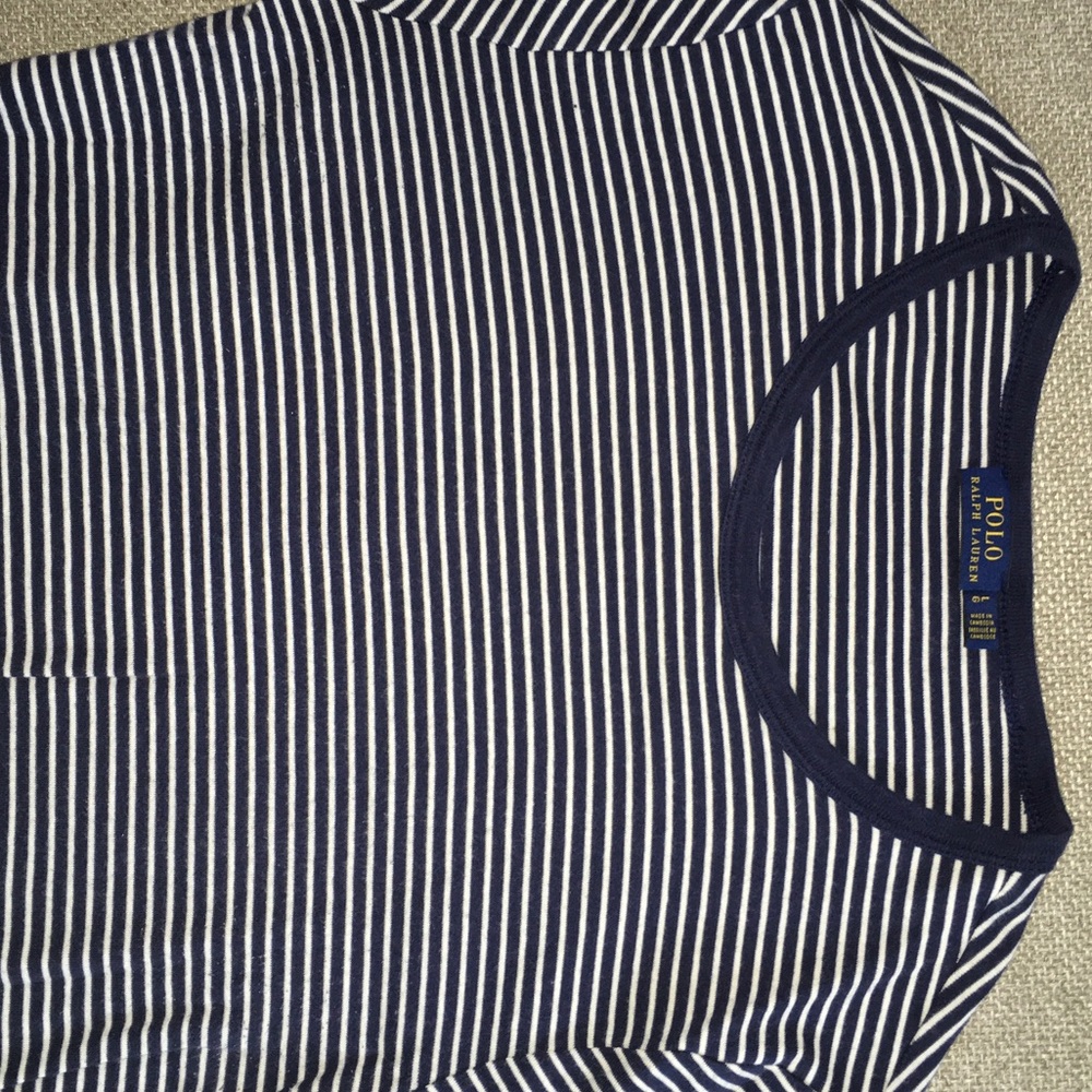 Polo by Ralph Lauren Blue and White Striped Tee
